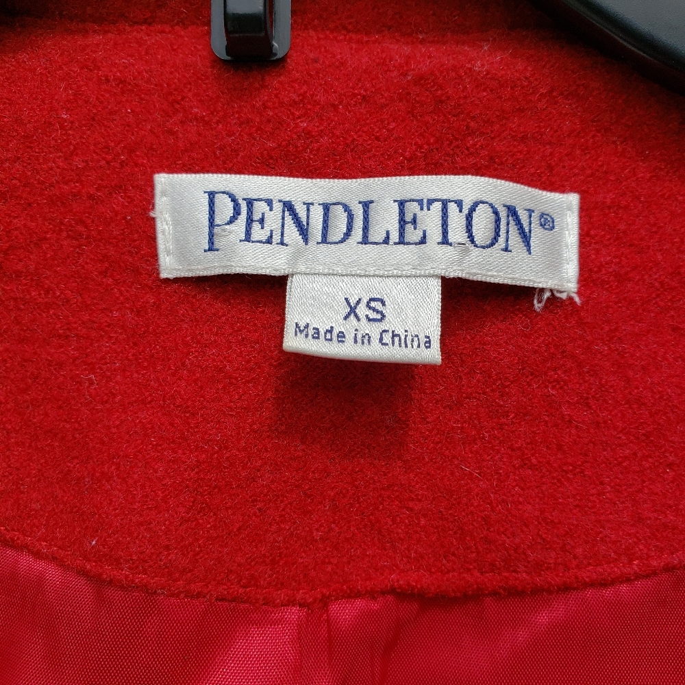 Pendleton Red 100% Wool Ruffle Collar Lined Blazer - image 4
